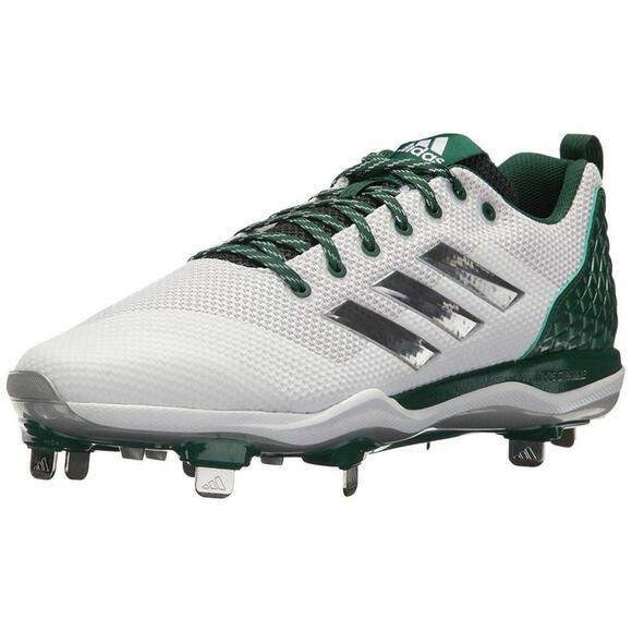 Adidas PowerAlley 5 Baseball Cleats Mens Size 16 White Green Silver - Picture 1 of 7
